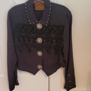 Purple western jacket with fancy silver buttons